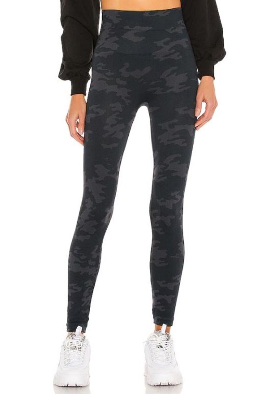 Spanx Look At Me Now High Rise Tummy Control Leggings Black Camo Womens Size XL